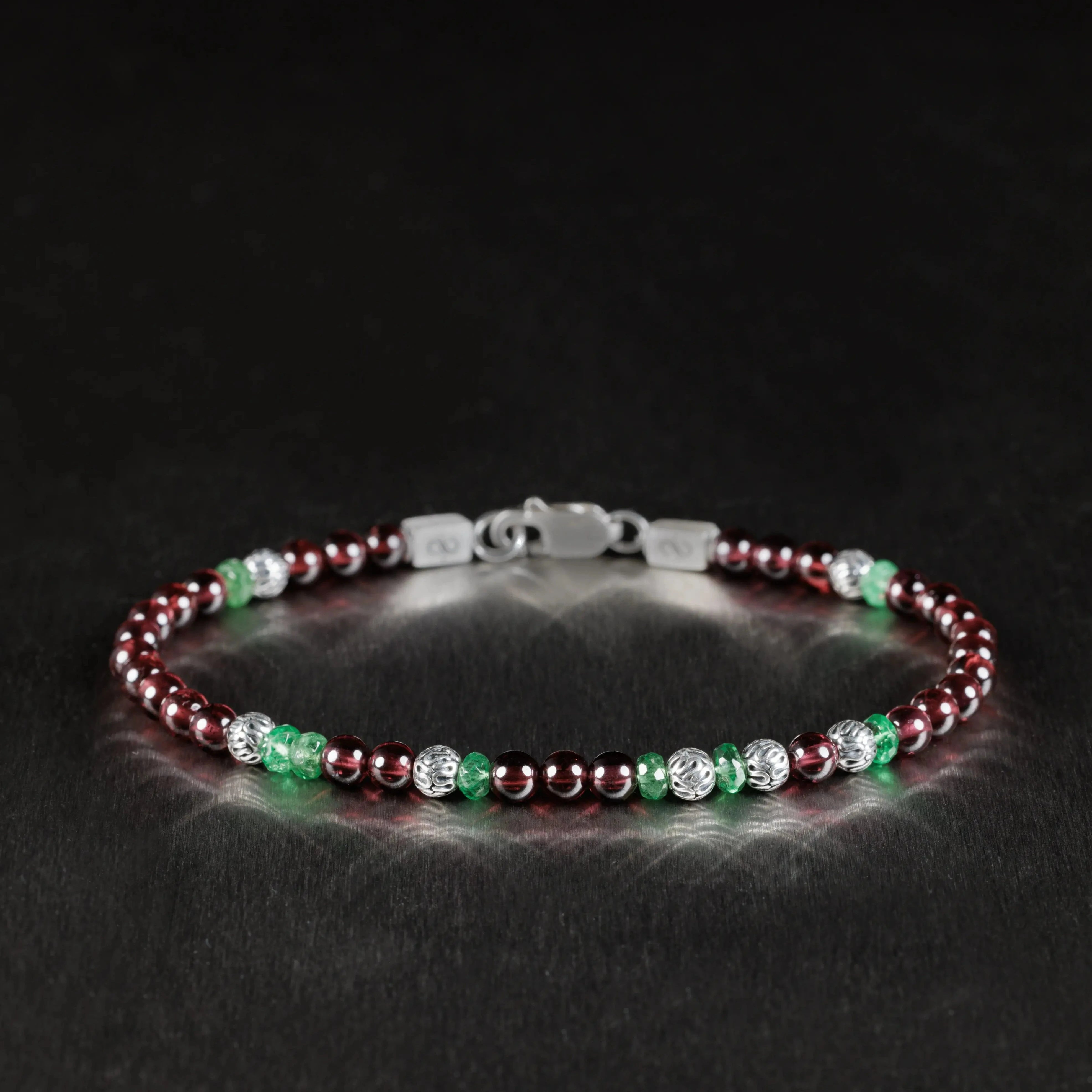Tsavorite Garnet - Red Garnet Bracelet II (3-4mm)
